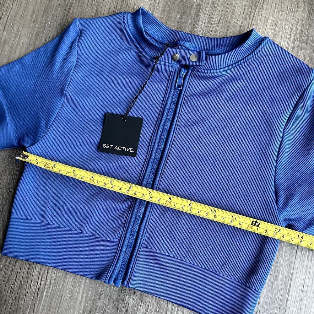 NWT SET Active Moto Zip Top in Cobalt Small​​​​ - Picture 2 of 4